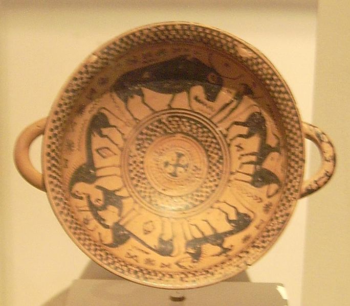 家禽饲料画家skyphos，尊者，公元前735720（13038），雅典国家考古博物馆.jpg