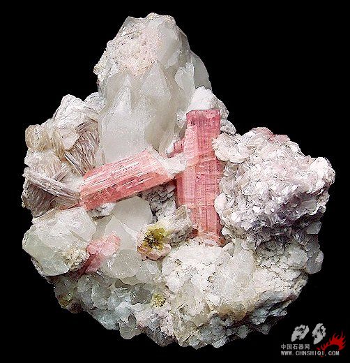 锂电气石、云母、水晶 意大利厄尔巴岛 9x7.5x7厘米.jpg