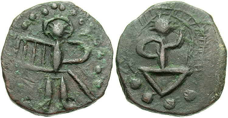 Kushan, Jouan-Jouan in Bactria, AE Unit, 195-230 (No legend).jpg